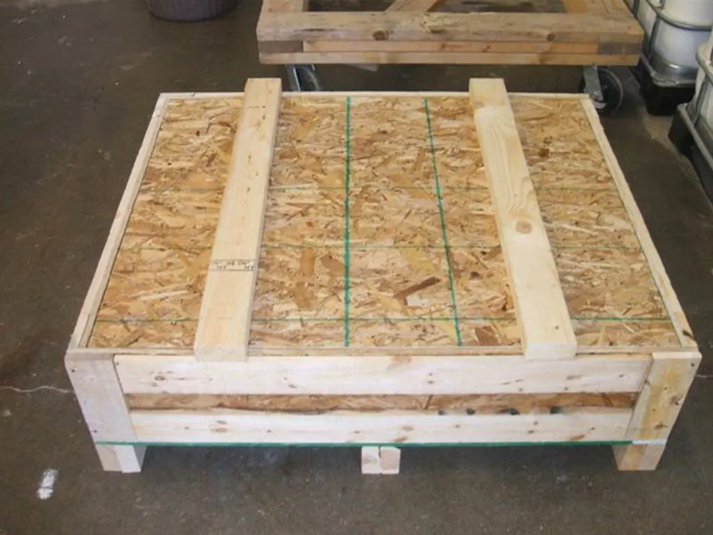 A low custom wood crate from 204 Pallet & Packaging in Winnipeg, Manitoba.
