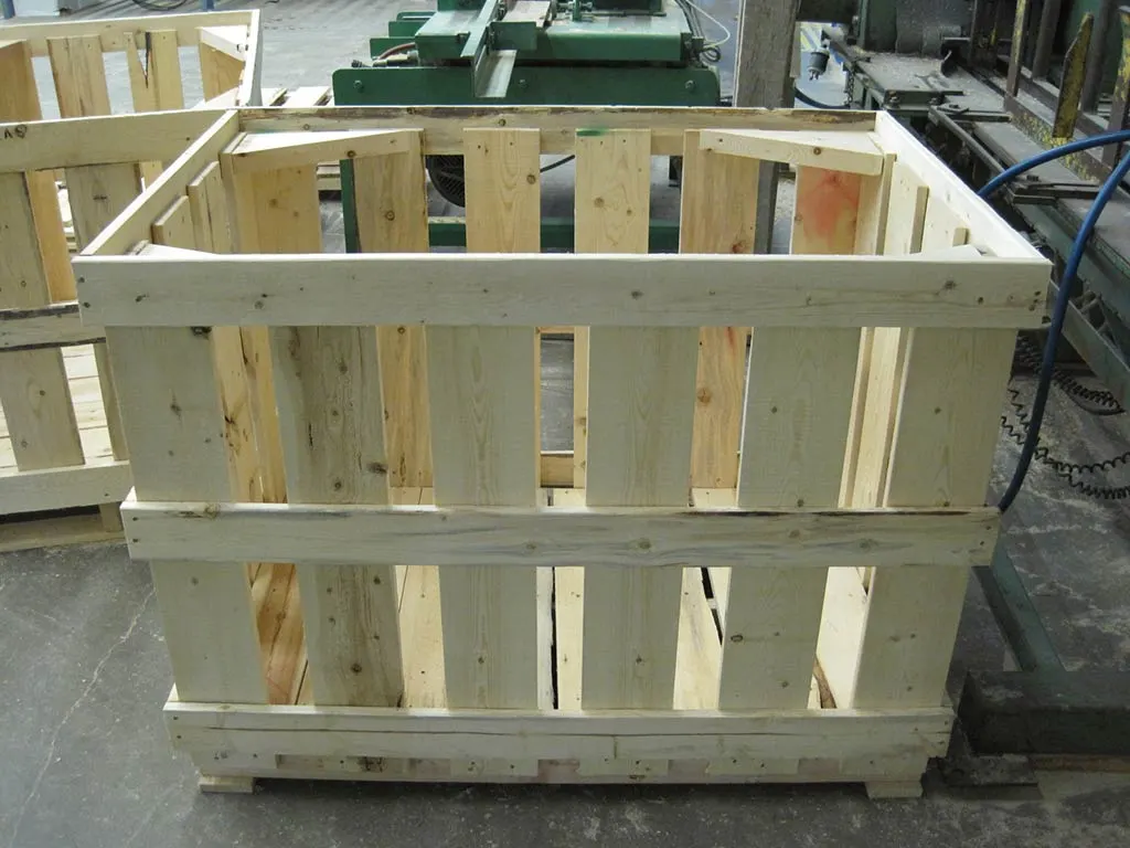 Custom wooden shipping crate with open slat sides built by 204 Pallet & Packaging in Winnipeg, Manitoba, designed for durable and secure transport.